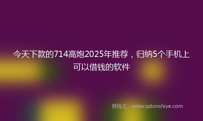 今天下款的714高炮2025年推荐，归纳5个手机上可以借钱的软件