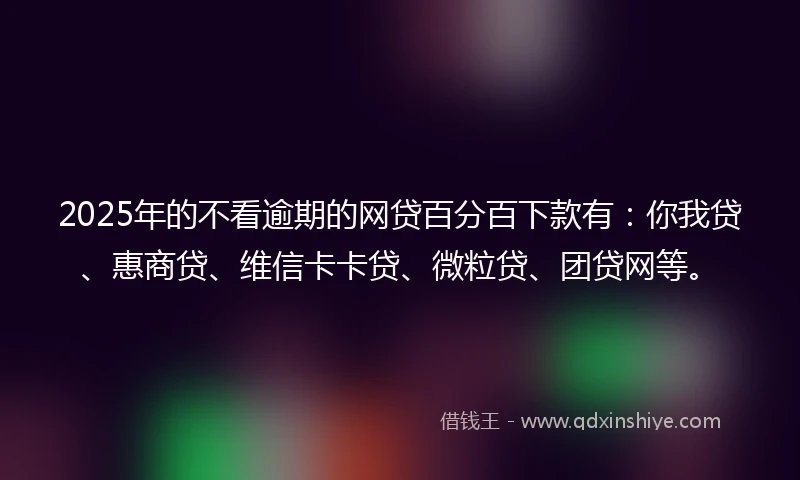 2025年的不看逾期的网贷百分百下款有：你我贷、惠商贷、维信卡卡贷、微粒贷、团贷网等。