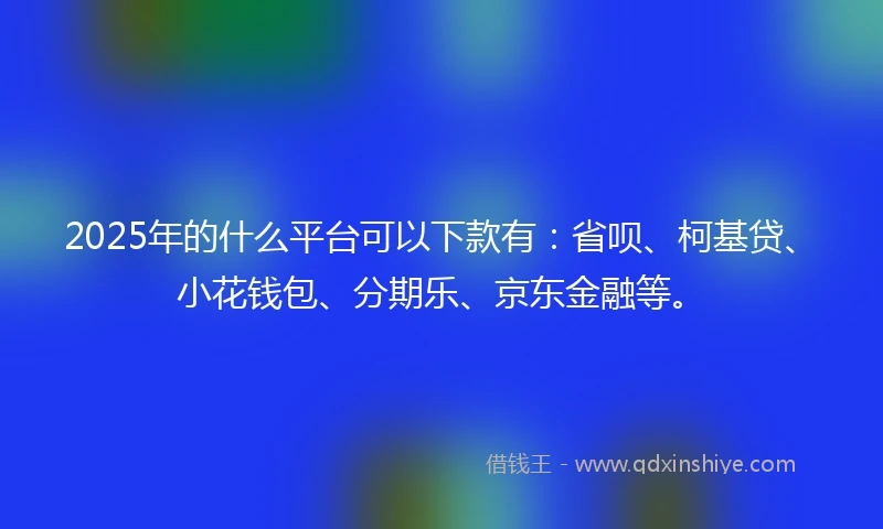 2025年的什么平台可以下款有：省呗、柯基贷、小花钱包、分期乐、京东金融等。