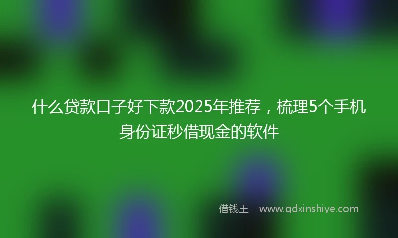 什么贷款口子好下款2025年推荐，梳理5个手机身份证秒借现金的软件