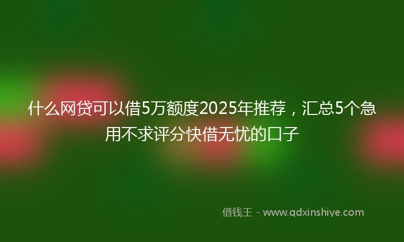 什么网贷可以借5万额度2025年推荐，汇总5个急用不求评分快借无忧的口子