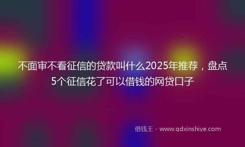不面审不看征信的贷款叫什么2025年推荐，盘点5个征信花了可以借钱的网贷口子