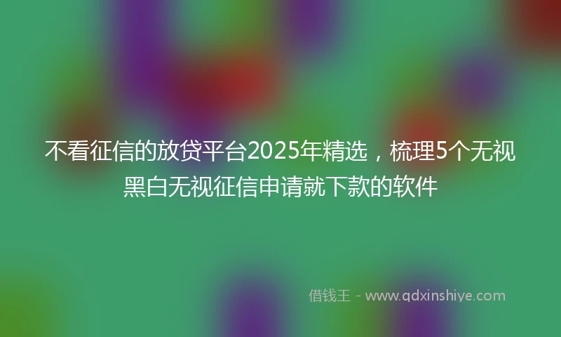 不看征信的放贷平台2025年精选，梳理5个无视黑白无视征信申请就下款的软件