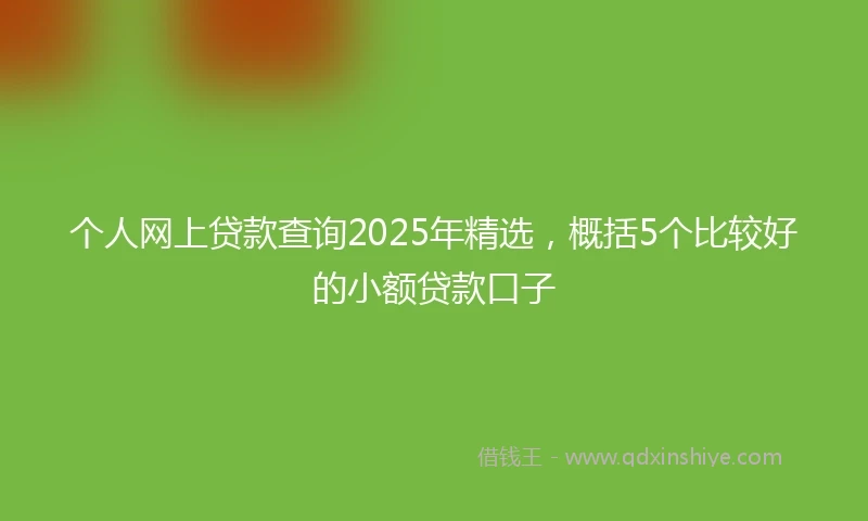 个人网上贷款查询2025年精选，概括5个比较好的小额贷款口子