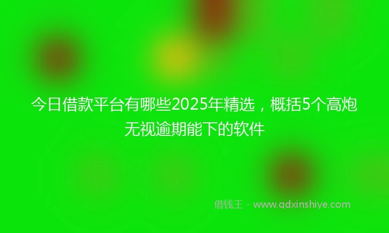 今日借款平台有哪些2025年精选，概括5个高炮无视逾期能下的软件