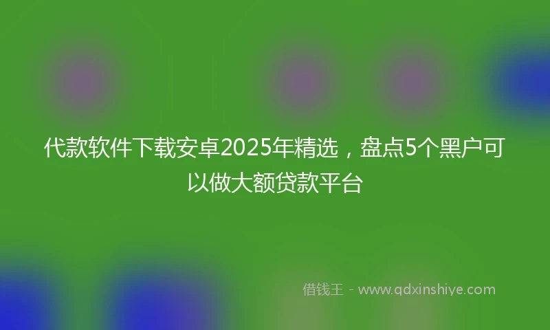 代款软件下载安卓2025年精选，盘点5个黑户可以做大额贷款平台