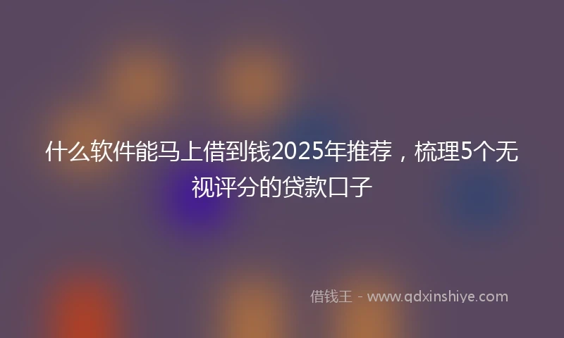 什么软件能马上借到钱2025年推荐，梳理5个无视评分的贷款口子