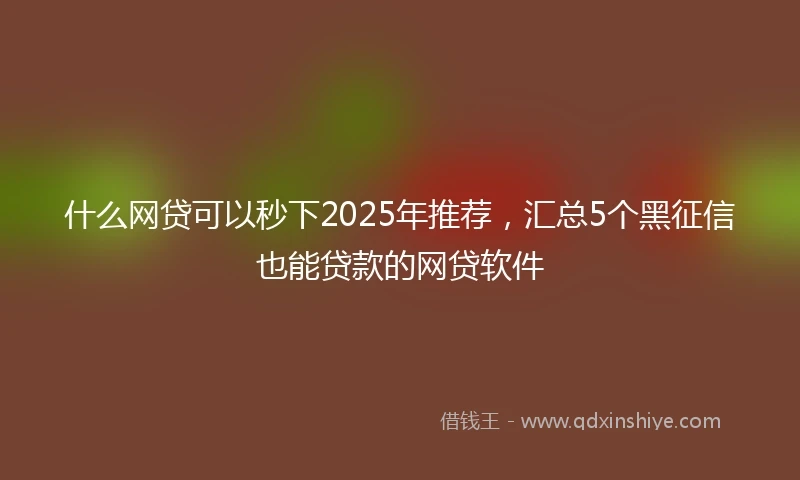 什么网贷可以秒下2025年推荐，汇总5个黑征信也能贷款的网贷软件