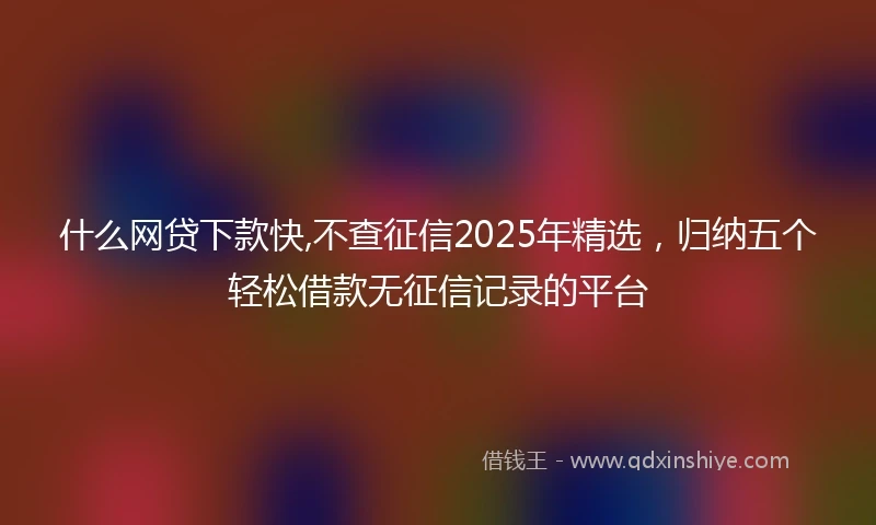 什么网贷下款快,不查征信2025年精选，归纳五个轻松借款无征信记录的平台