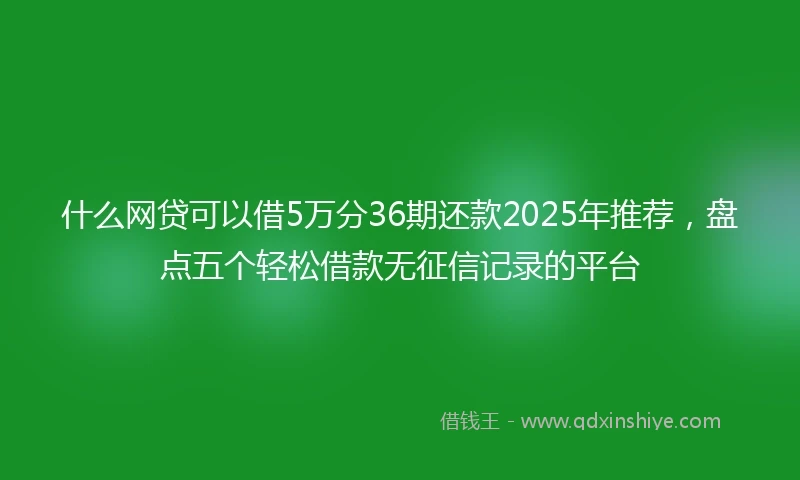 什么网贷可以借5万分36期还款2025年推荐，盘点五个轻松借款无征信记录的平台