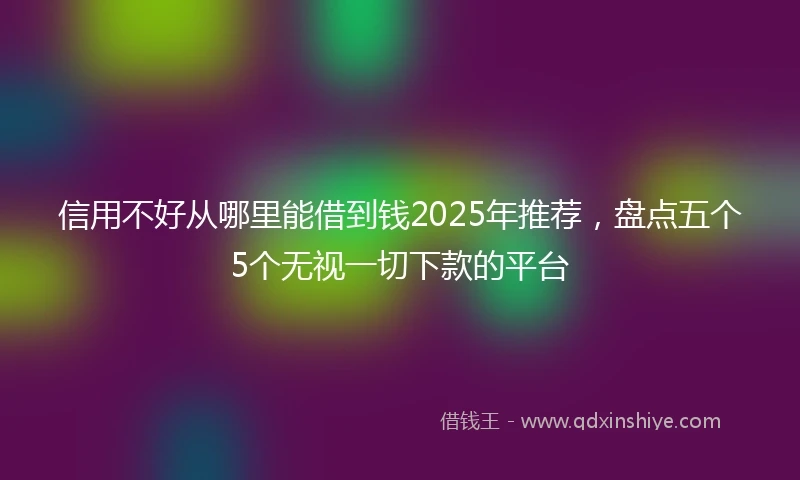 信用不好从哪里能借到钱2025年推荐，盘点五个5个无视一切下款的平台