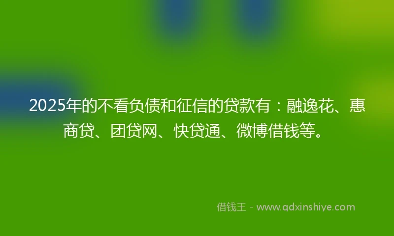 2025年的不看负债和征信的贷款有：融逸花、惠商贷、团贷网、快贷通、微博借钱等。