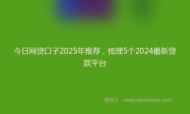 今日网贷口子2025年推荐，梳理5个2024最新贷款平台