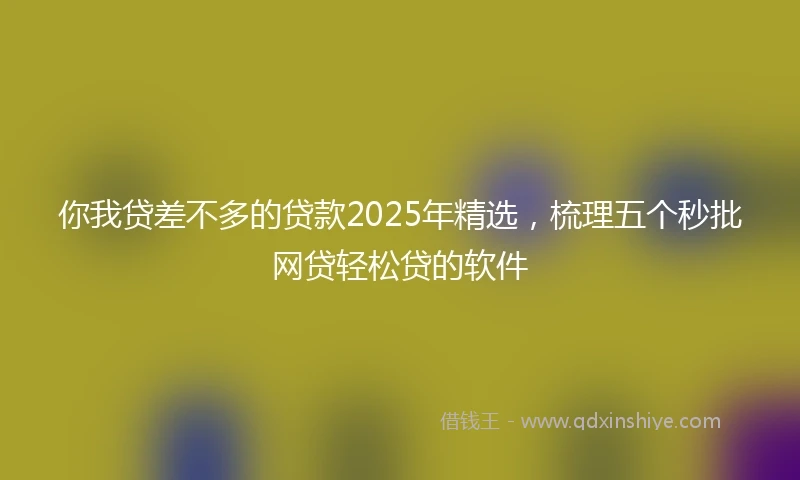 你我贷差不多的贷款2025年精选，梳理五个秒批网贷轻松贷的软件