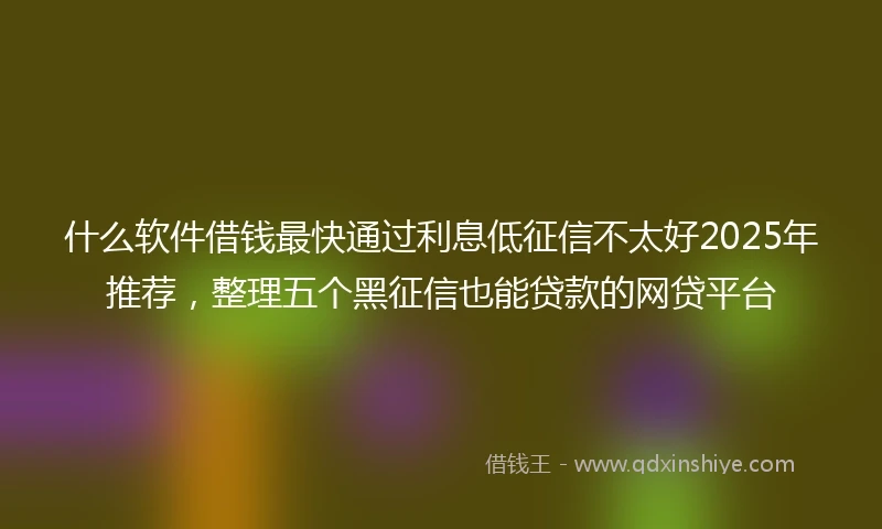 什么软件借钱最快通过利息低征信不太好2025年推荐，整理五个黑征信也能贷款的网贷平台