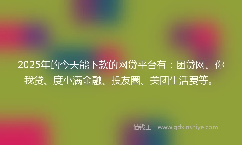 2025年的今天能下款的网贷平台有：团贷网、你我贷、度小满金融、投友圈、美团生活费等。