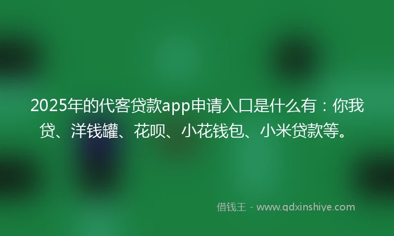2025年的代客贷款app申请入口是什么有：你我贷、洋钱罐、花呗、小花钱包、小米贷款等。