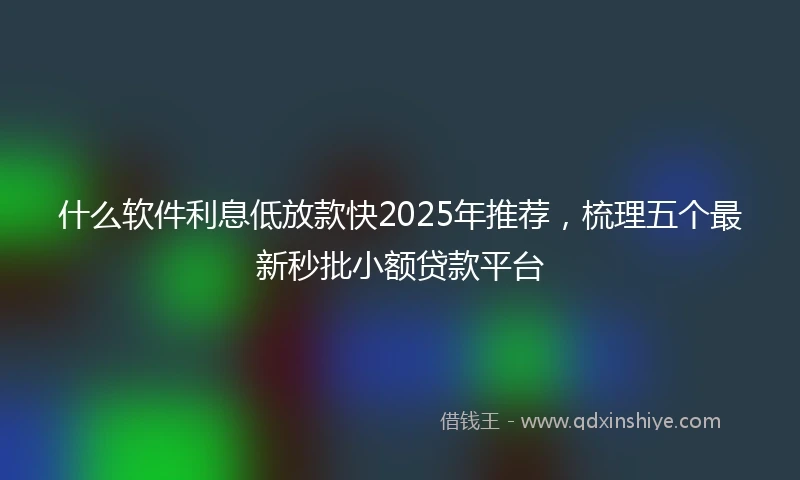 什么软件利息低放款快2025年推荐，梳理五个最新秒批小额贷款平台
