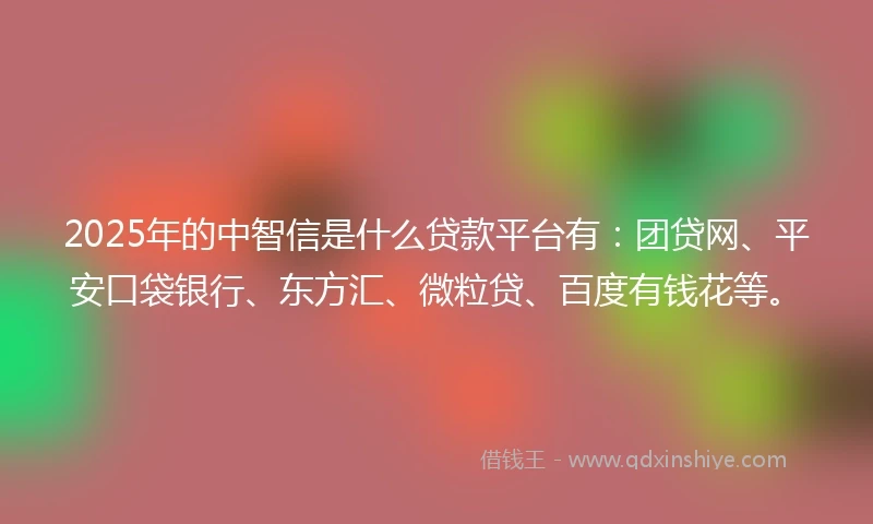 2025年的中智信是什么贷款平台有：团贷网、平安口袋银行、东方汇、微粒贷、百度有钱花等。