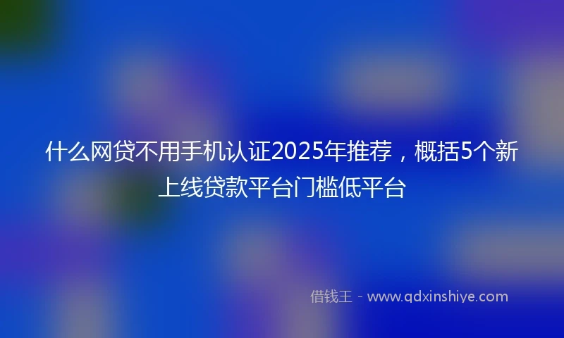 什么网贷不用手机认证2025年推荐，概括5个新上线贷款平台门槛低平台