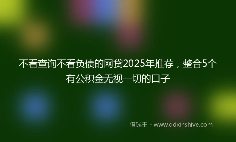 不看查询不看负债的网贷2025年推荐，整合5个有公积金无视一切的口子