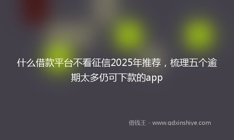 什么借款平台不看征信2025年推荐，梳理五个逾期太多仍可下款的app