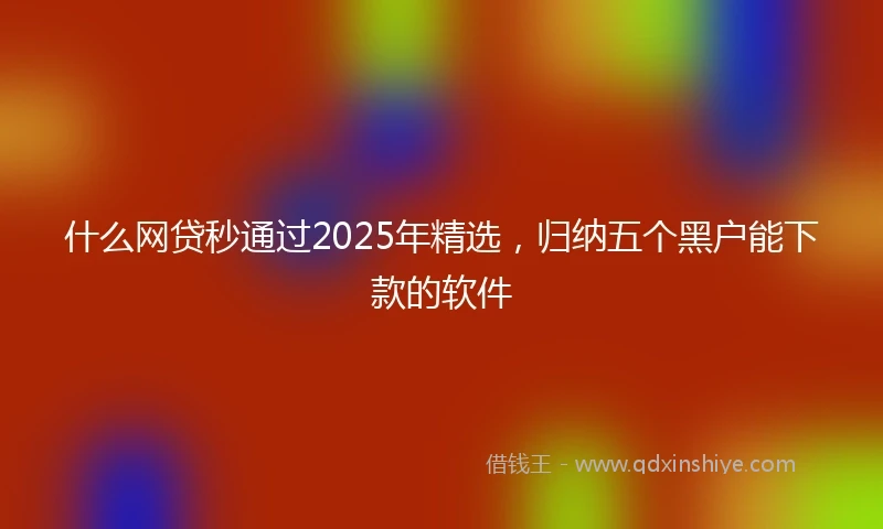 什么网贷秒通过2025年精选，归纳五个黑户能下款的软件