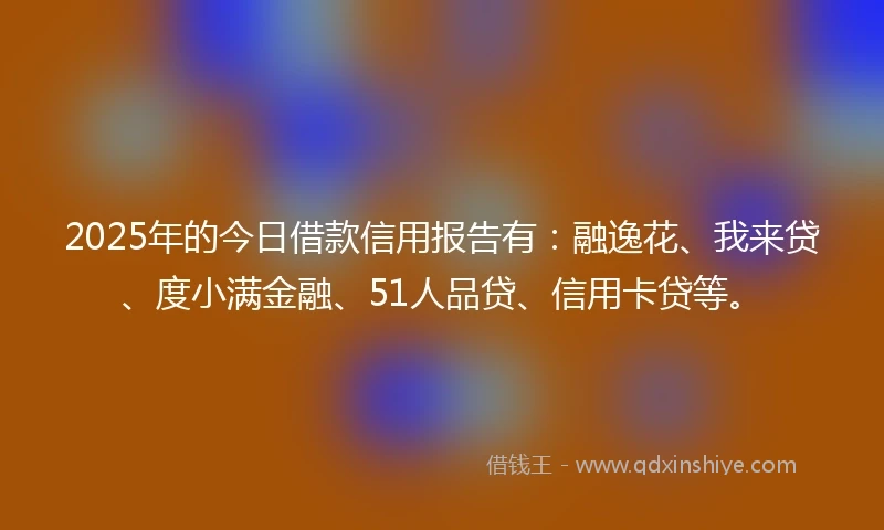 2025年的今日借款信用报告有：融逸花、我来贷、度小满金融、51人品贷、信用卡贷等。