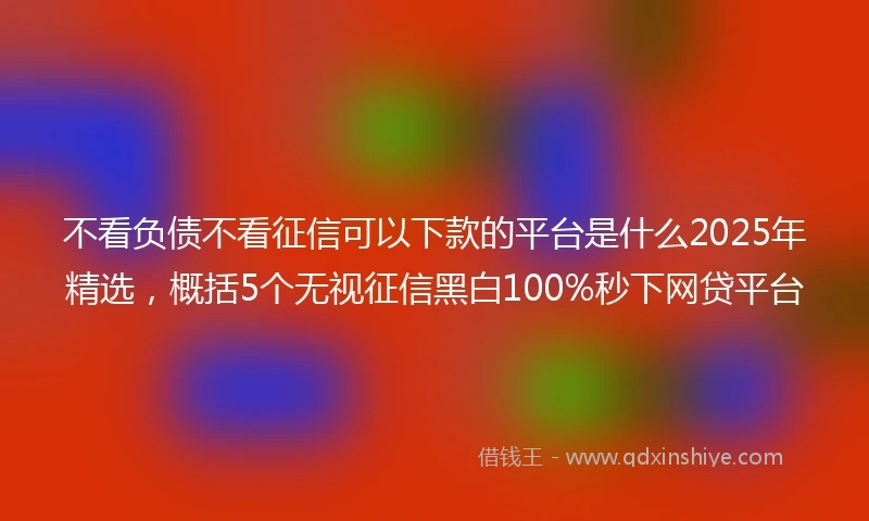 不看负债不看征信可以下款的平台是什么2025年精选，概括5个无视征信黑白100%秒下网贷平台