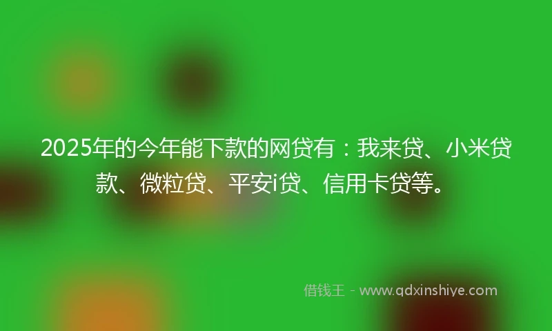 2025年的今年能下款的网贷有：我来贷、小米贷款、微粒贷、平安i贷、信用卡贷等。