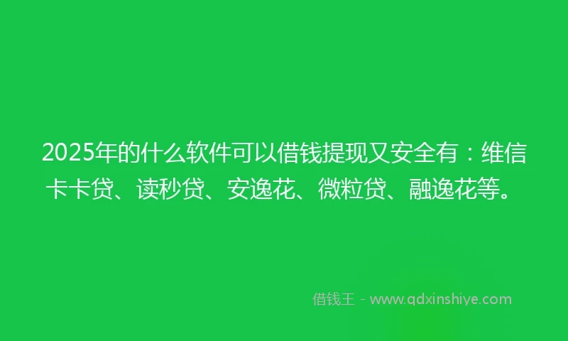 2025年的什么软件可以借钱提现又安全有：维信卡卡贷、读秒贷、安逸花、微粒贷、融逸花等。