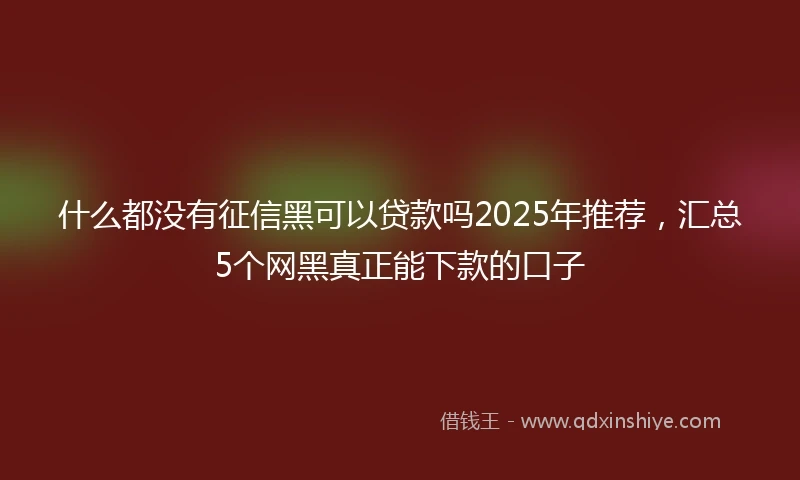 什么都没有征信黑可以贷款吗2025年推荐，汇总5个网黑真正能下款的口子
