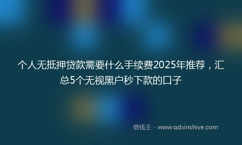 个人无抵押贷款需要什么手续费2025年推荐，汇总5个无视黑户秒下款的口子