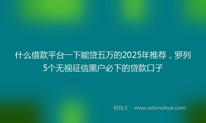 什么借款平台一下能贷五万的2025年推荐，罗列5个无视征信黑户必下的贷款口子