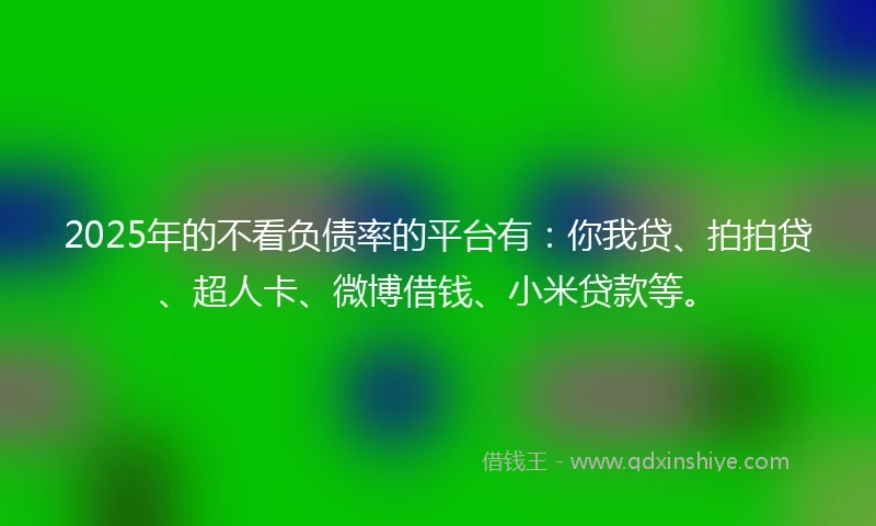 2025年的不看负债率的平台有：你我贷、拍拍贷、超人卡、微博借钱、小米贷款等。