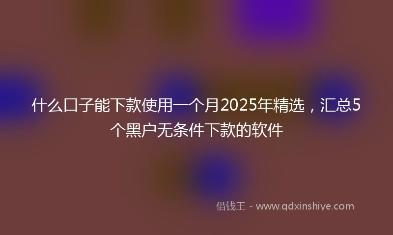 什么口子能下款使用一个月2025年精选，汇总5个黑户无条件下款的软件