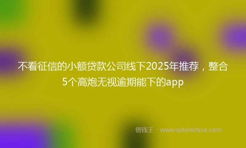 不看征信的小额贷款公司线下2025年推荐，整合5个高炮无视逾期能下的app