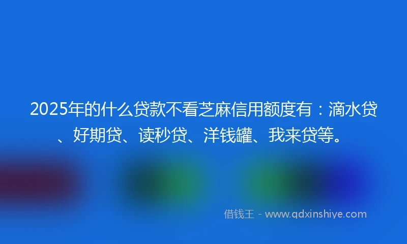 2025年的什么贷款不看芝麻信用额度有：滴水贷、好期贷、读秒贷、洋钱罐、我来贷等。