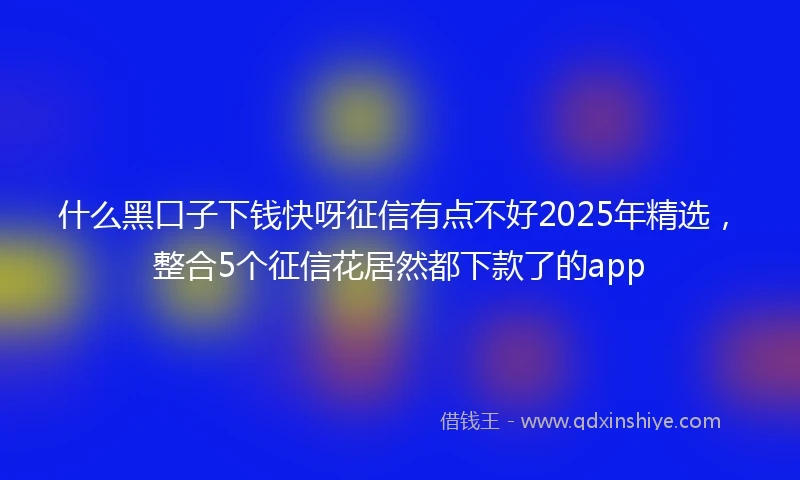 什么黑口子下钱快呀征信有点不好2025年精选，整合5个征信花居然都下款了的app