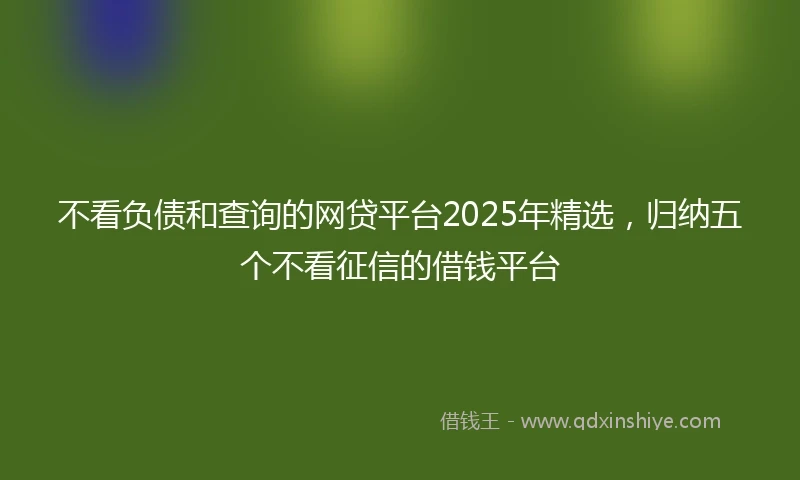 不看负债和查询的网贷平台2025年精选,归纳五个不看征信的借钱平台