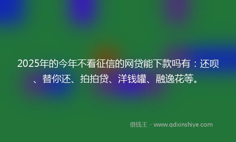 2025年的今年不看征信的网贷能下款吗有：还呗、替你还、拍拍贷、洋钱罐、融逸花等。