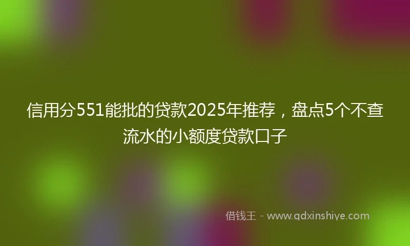 信用分551能批的贷款2025年推荐，盘点5个不查流水的小额度贷款口子