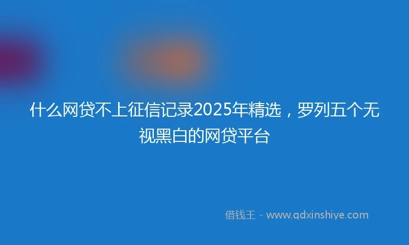 什么网贷不上征信记录2025年精选，罗列五个无视黑白的网贷平台