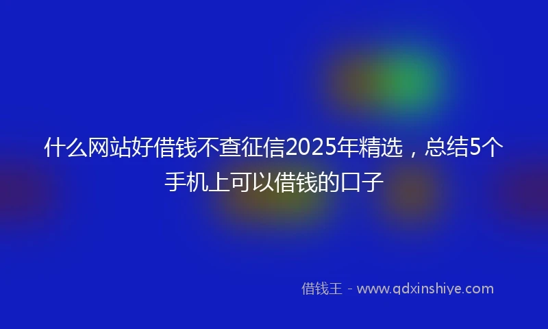 什么网站好借钱不查征信2025年精选，总结5个手机上可以借钱的口子