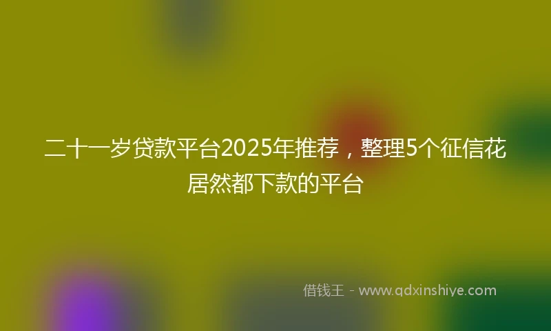 二十一岁贷款平台2025年推荐，整理5个征信花居然都下款的平台