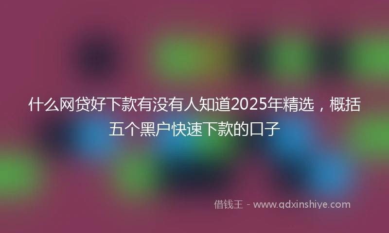 什么网贷好下款有没有人知道2025年精选，概括五个黑户快速下款的口子