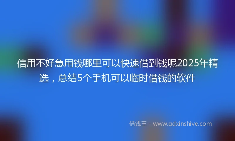 信用不好急用钱哪里可以快速借到钱呢2025年精选，总结5个手机可以临时借钱的软件