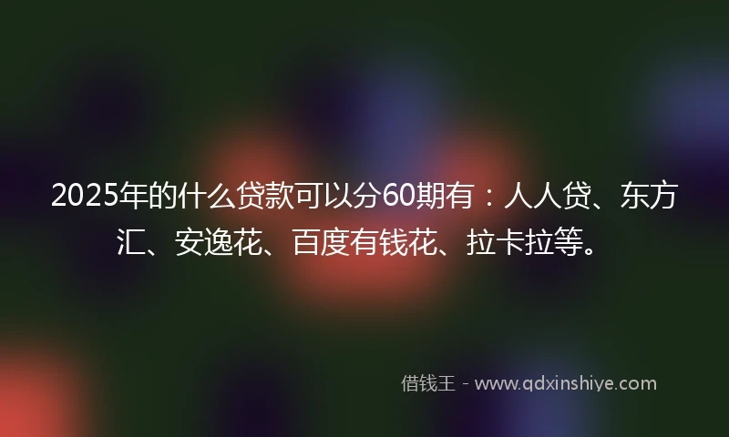 2025年的什么贷款可以分60期有：人人贷、东方汇、安逸花、百度有钱花、拉卡拉等。