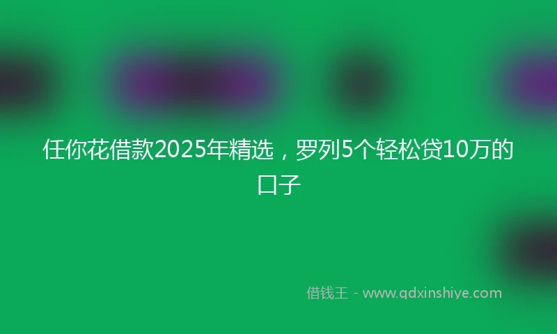 任你花借款2025年精选，罗列5个轻松贷10万的口子