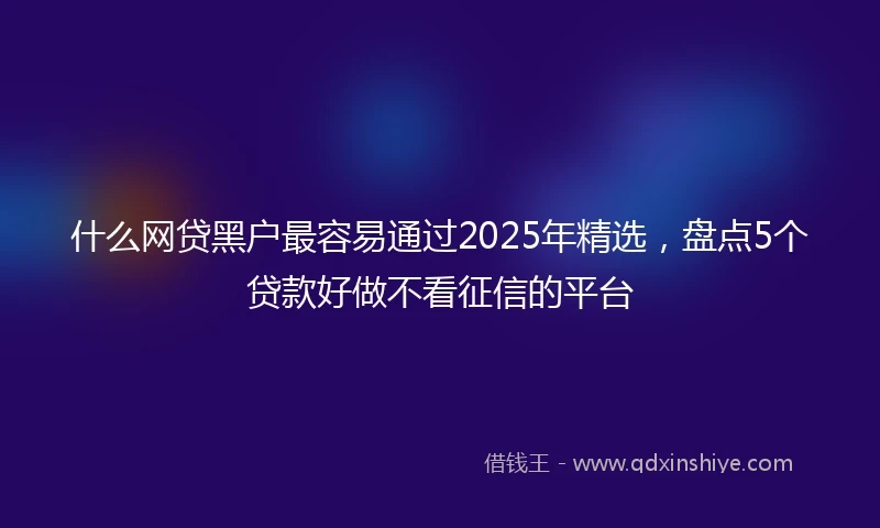 什么网贷黑户最容易通过2025年精选，盘点5个贷款好做不看征信的平台